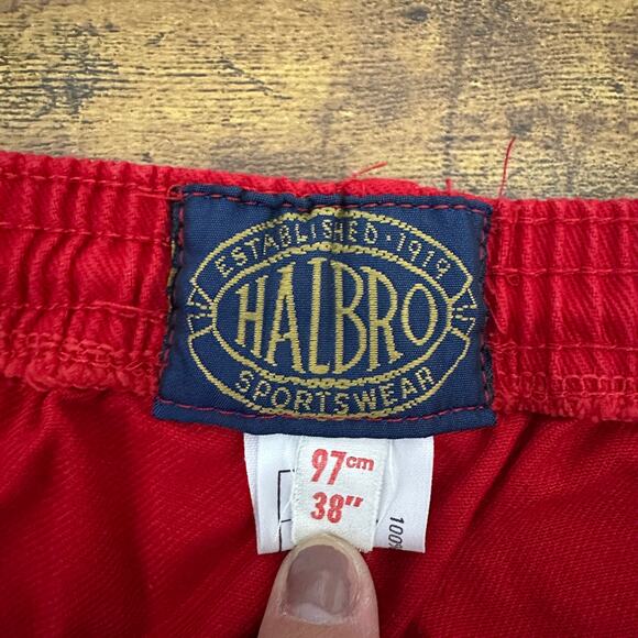 Vintage Halbro shorts men’s size 38 red rugby pockets drawstring 4" inseam - Picture 4 of 8